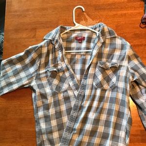 grey and white flannel